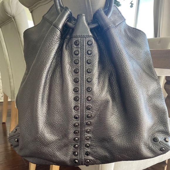 ❌SOLD❌ Michael Kors Astor Studded Gunmetal Leather - Picture 1 of 9